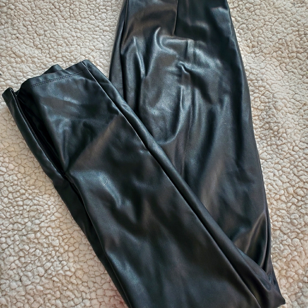 Black Pleather Stretch Leggings